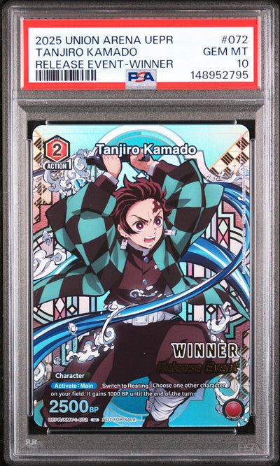 2025 Union Arena UEPR Tanjiro Kamado #072 Release Event-Winner PSA 10