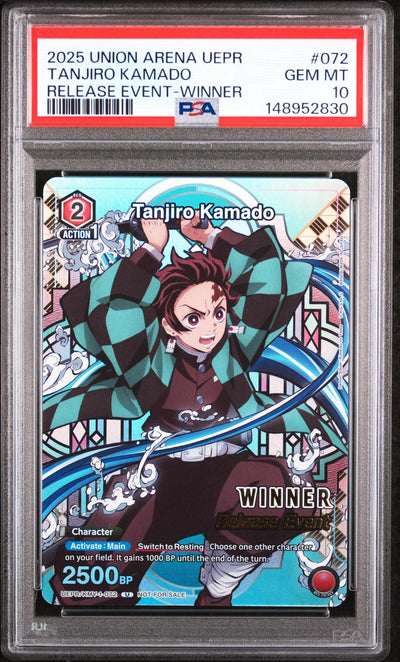 2025 Union Arena TCG Demon Slayer Kimetsu No Yaiba Release Event Tanjiro Kamado #UEPRKMY1072 PSA 10