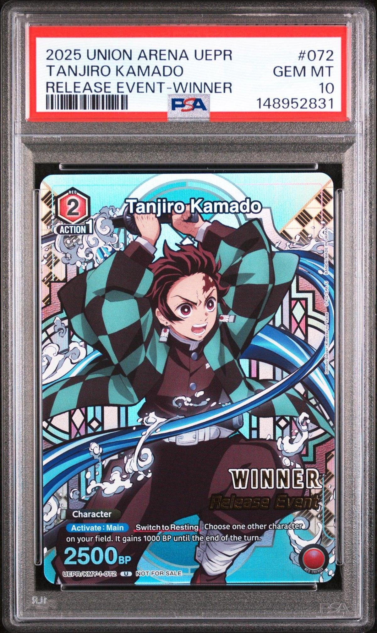 2025 Union Arena Tanjiro Kamado #072 Release Event-Winner PSA 10