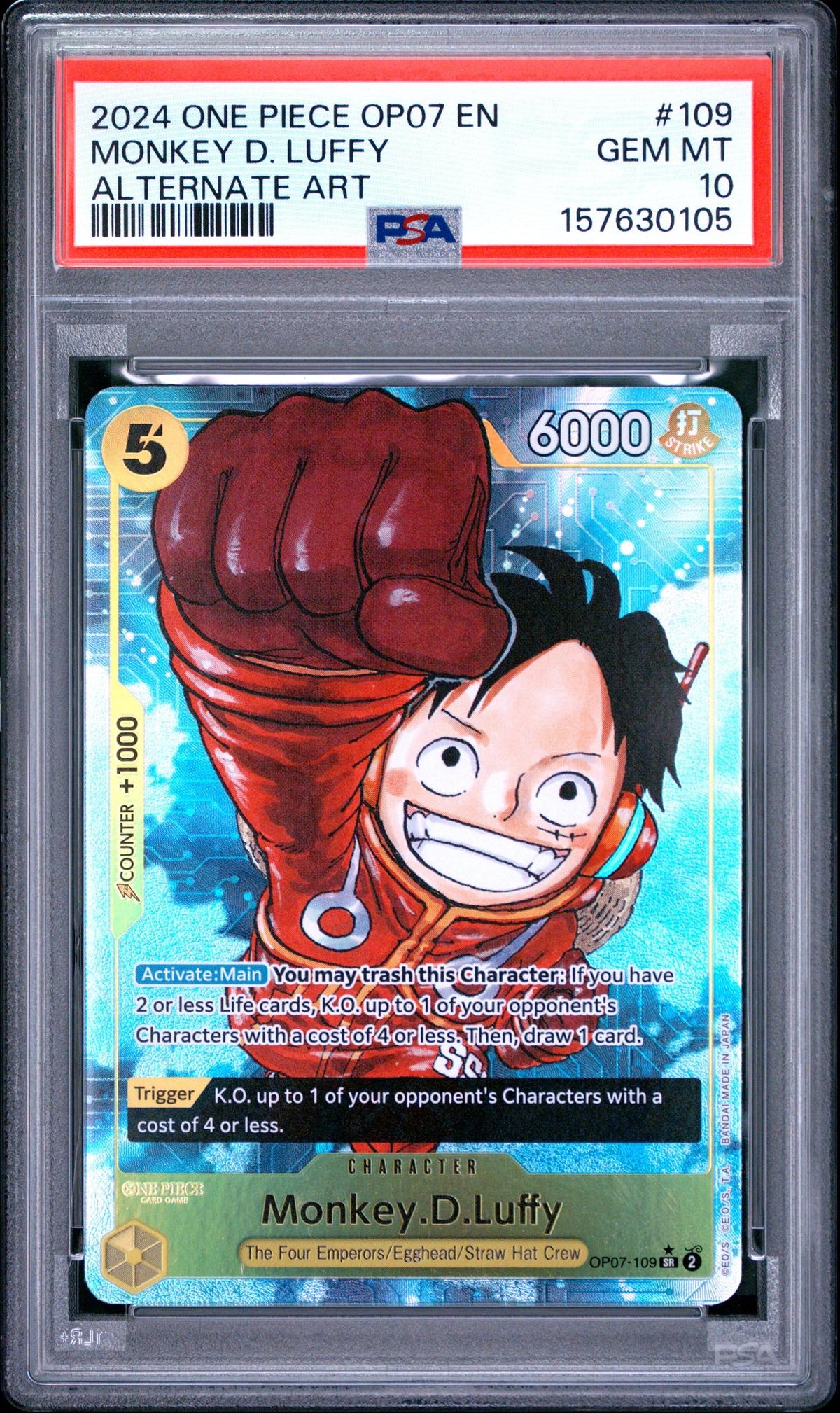 2024 One Piece Monkey D. Luffy #109 Alternate Art PSA 10