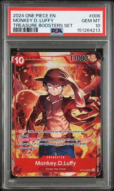 One Piece Card Game Monkey D. Luffy #006 Treasure Boosters Set PSA 10