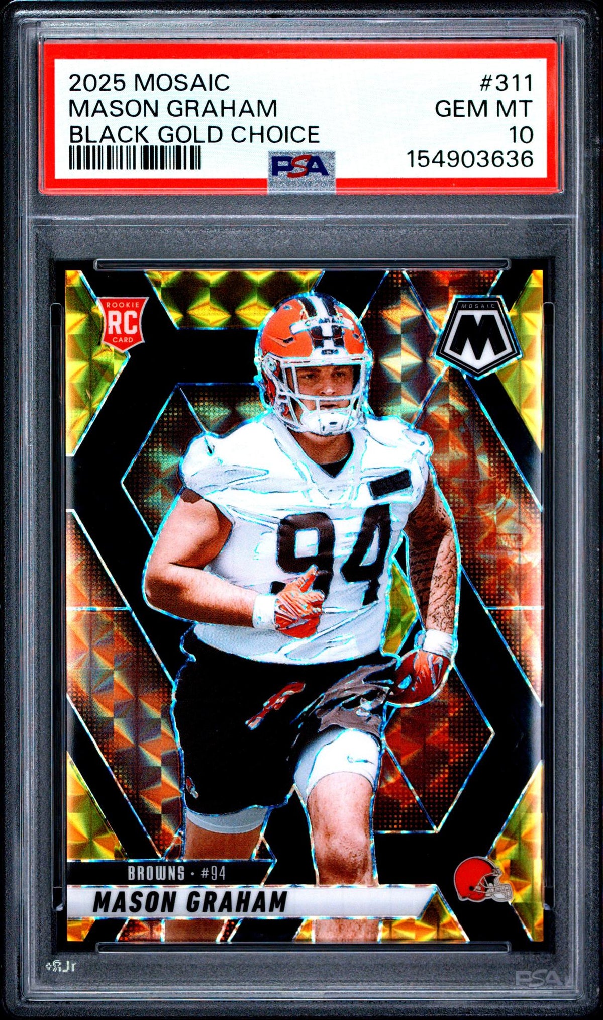 2025 Panini Mosaic Black Gold Choice Mason Graham #311 PSA 10
