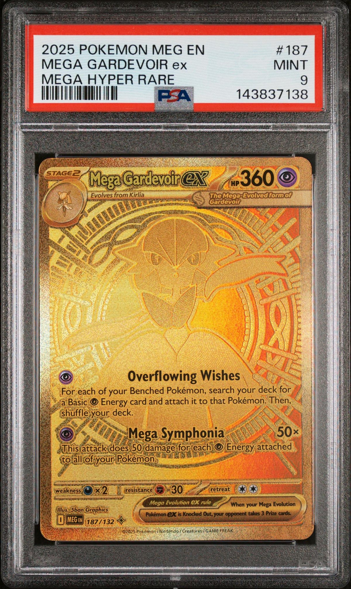 2025 Pokemon Mega Evolution Mega Hyper Rare Mega Gardevoir Ex #187 PSA 9