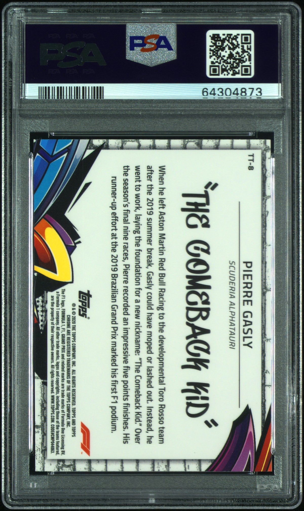 2020 Topps Chrome Formula 1 Track Tags Pierre Gasly #TT8 PSA 10