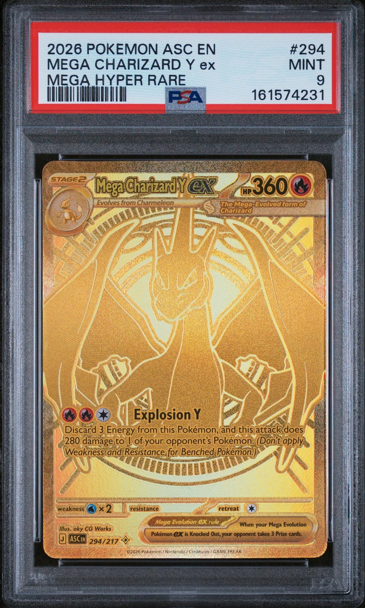2026 Pokemon Mega Evolution Ascended Heroes Mega Hyper Rare Mega Charizard Y Ex #294 PSA 9