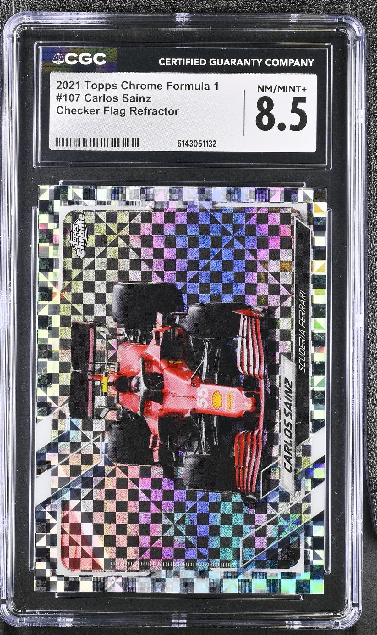 2021 Topps Chrome #107 Carlos Sainz Checker Flag Refractor CGC 8.5
