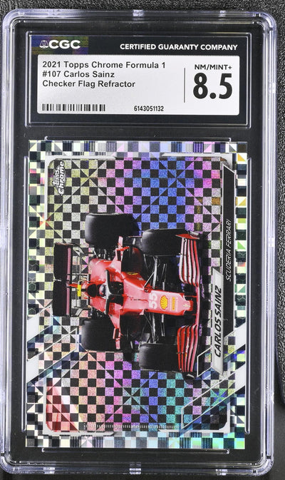 2021 Topps Chrome Formula 1 Carlos Sainz #107 Checker Flag Refractor CGC 8.5