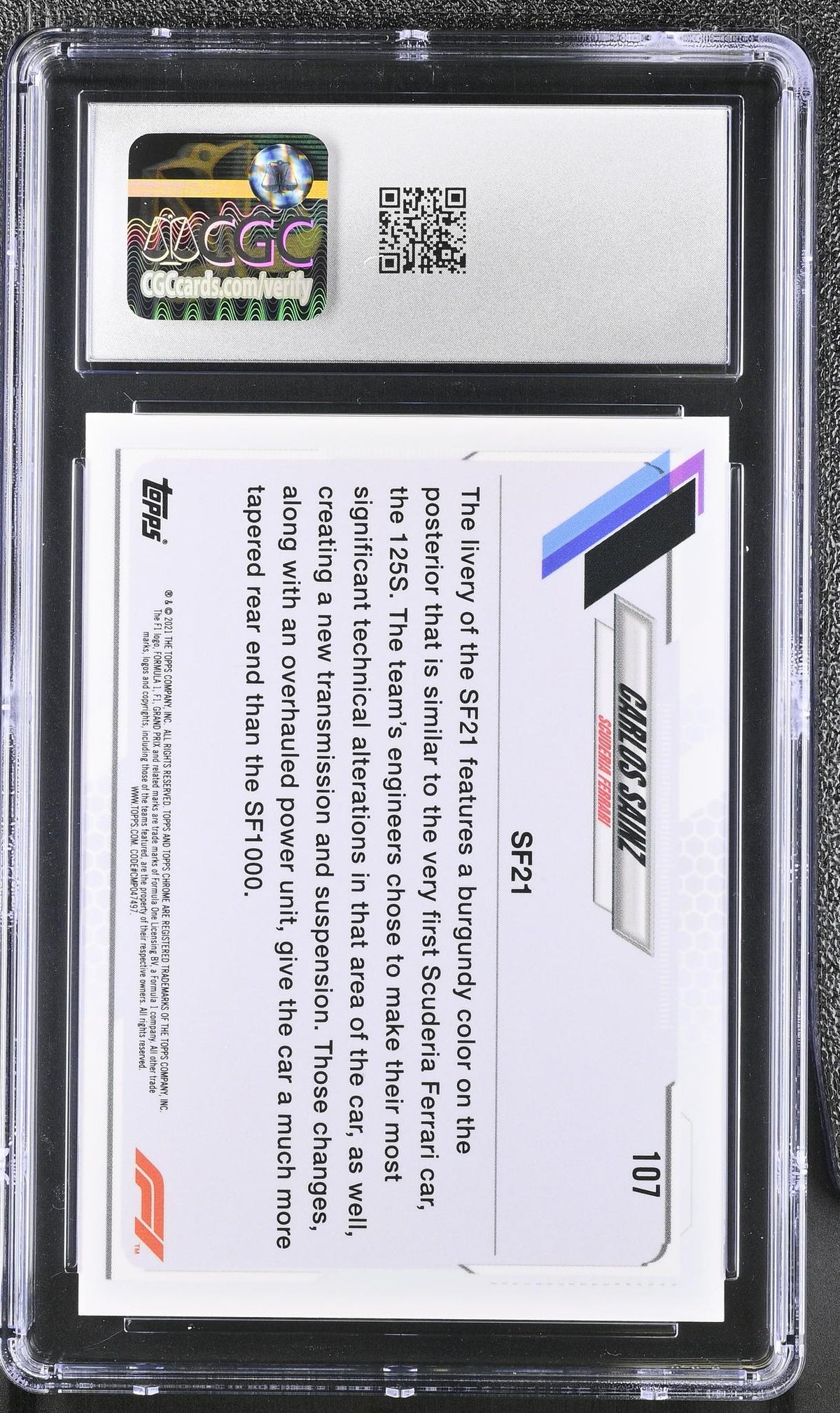 2021 Topps Chrome #107 Carlos Sainz Checker Flag Refractor CGC 8.5