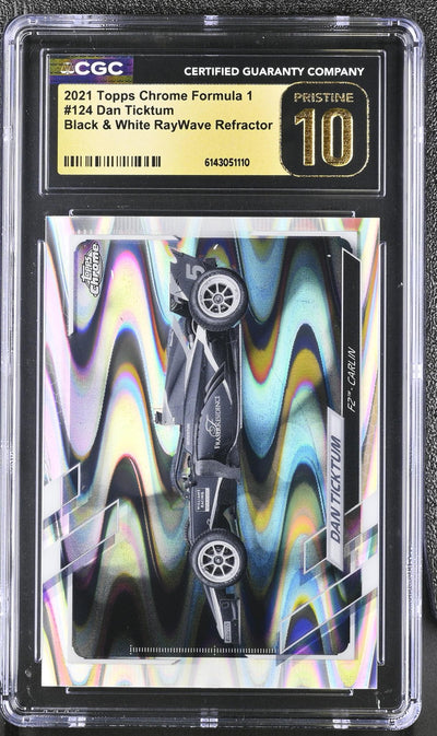 2021 Topps Chrome Formula 1 Dan Ticktum #124 Black & White RayWave Refractor CGC 10