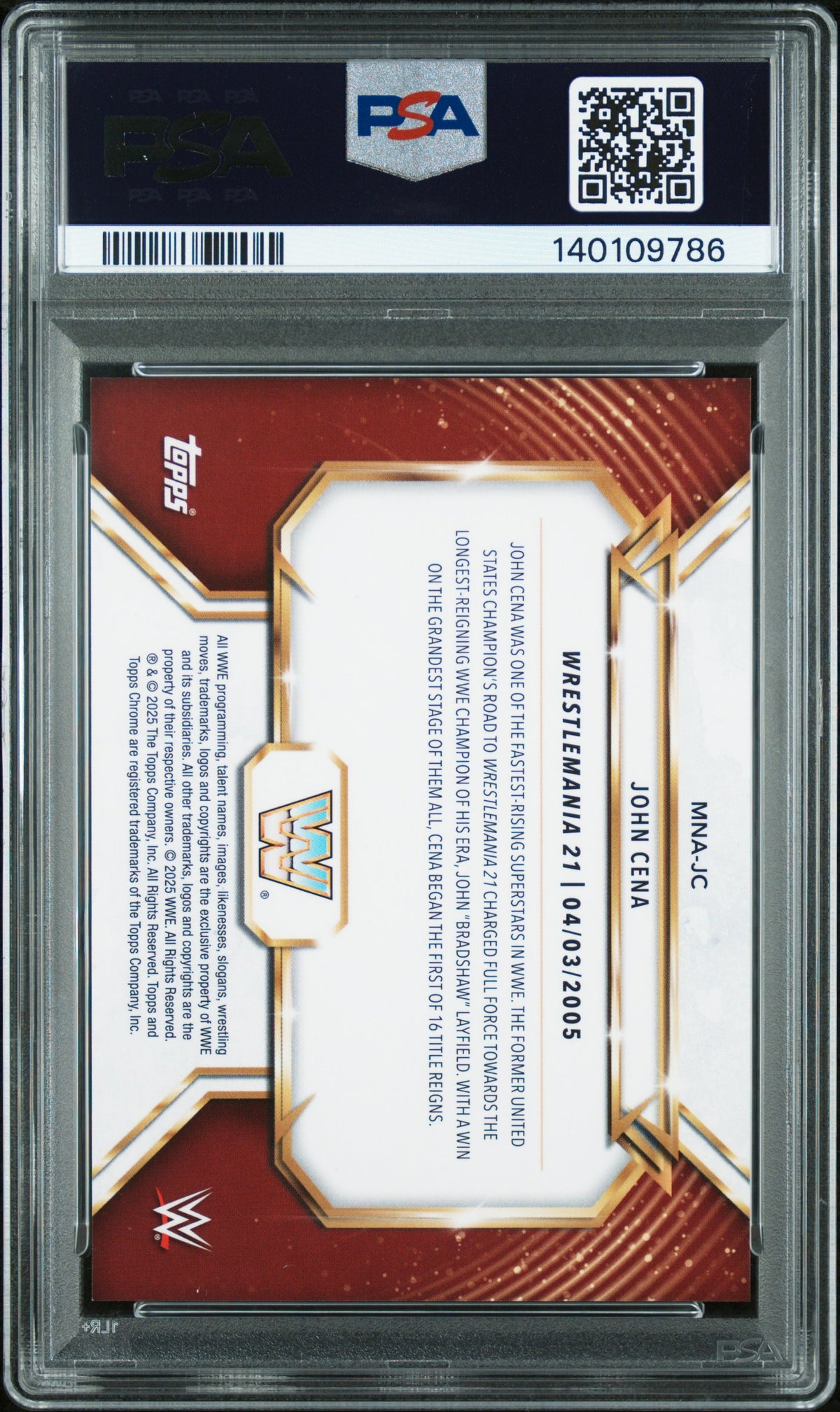 2025 Topps Chrome Mania John Cena #MNA-JC PSA 9