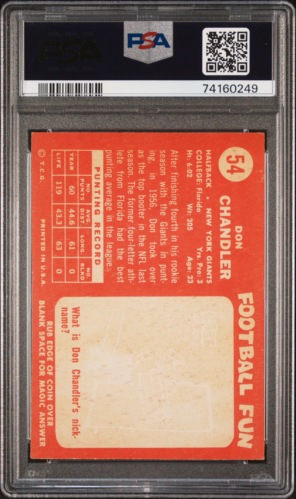 1958 Topps Don Chandler #54 PSA 5