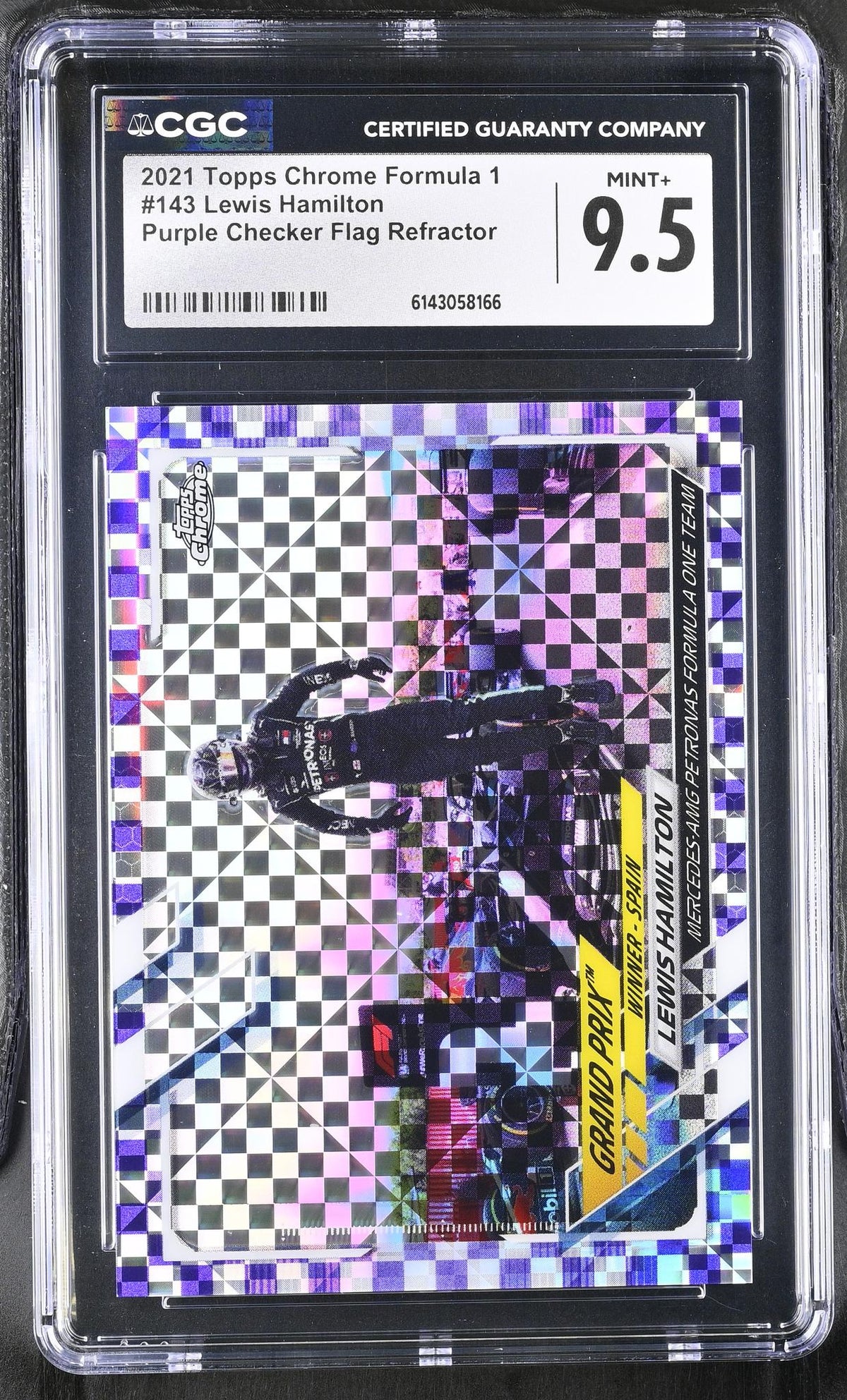 2021 Topps Chrome #143 Lewis Hamilton Purple Checker Flag Refractor /199 CGC 9.5