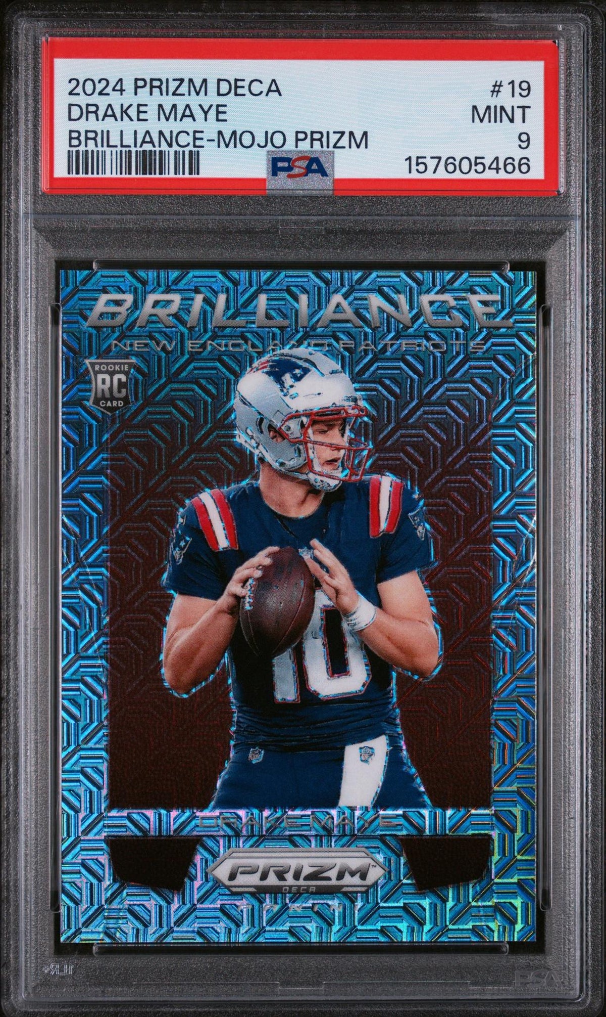 2024 Panini Prizm Deca Brilliance Mojo Prizm Drake Maye #19 /30 PSA 9