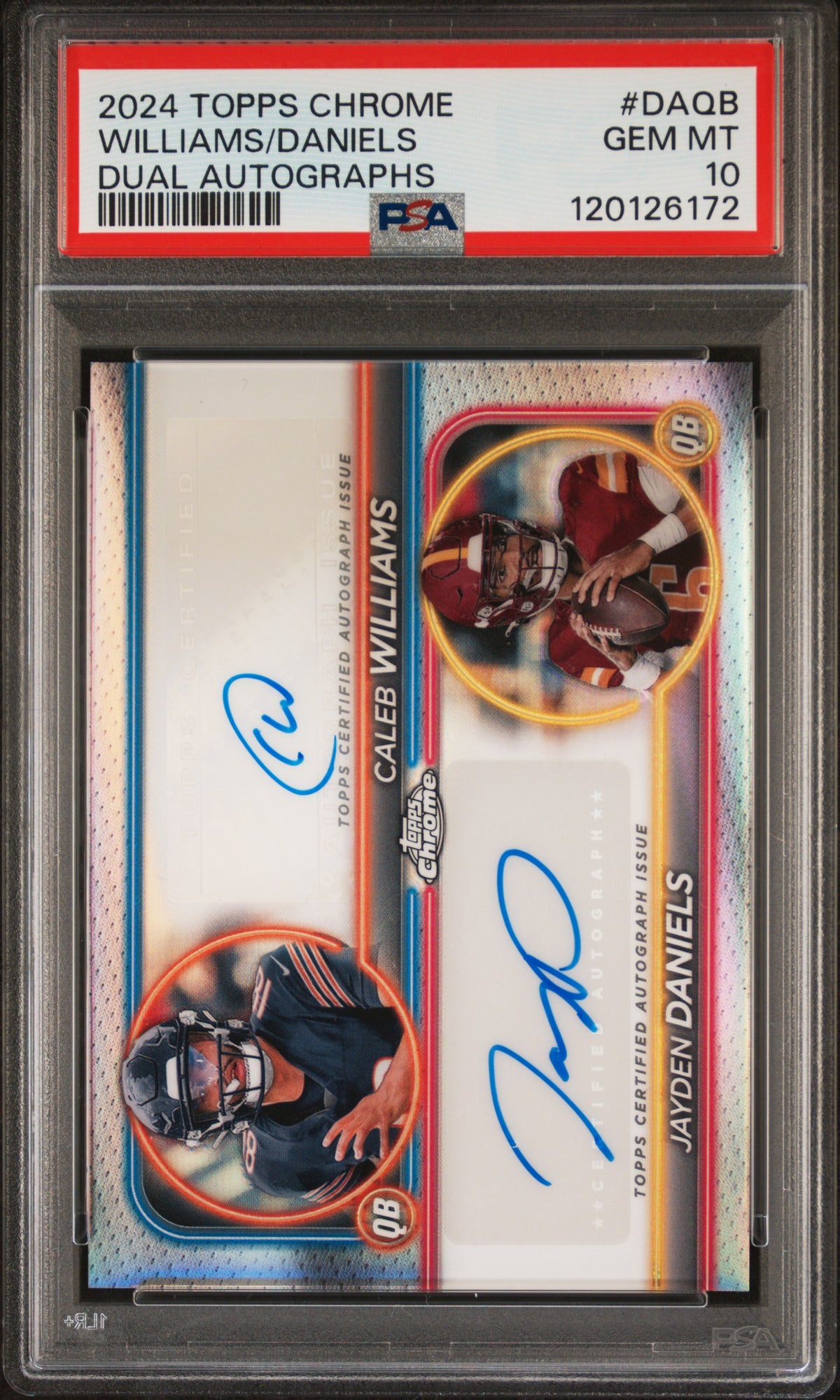 2024 Topps Chrome Dual Autographs Caleb Williams/Jayden Daniels #DAQB PSA 10