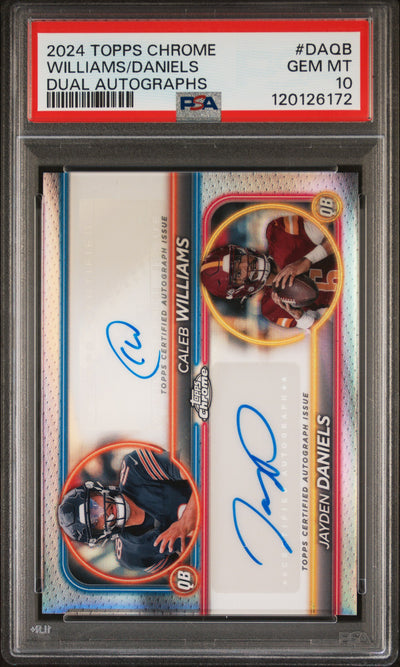 2024 Topps Chrome Caleb Williams/Jayden Daniels Dual Autographs #DAQB PSA 10
