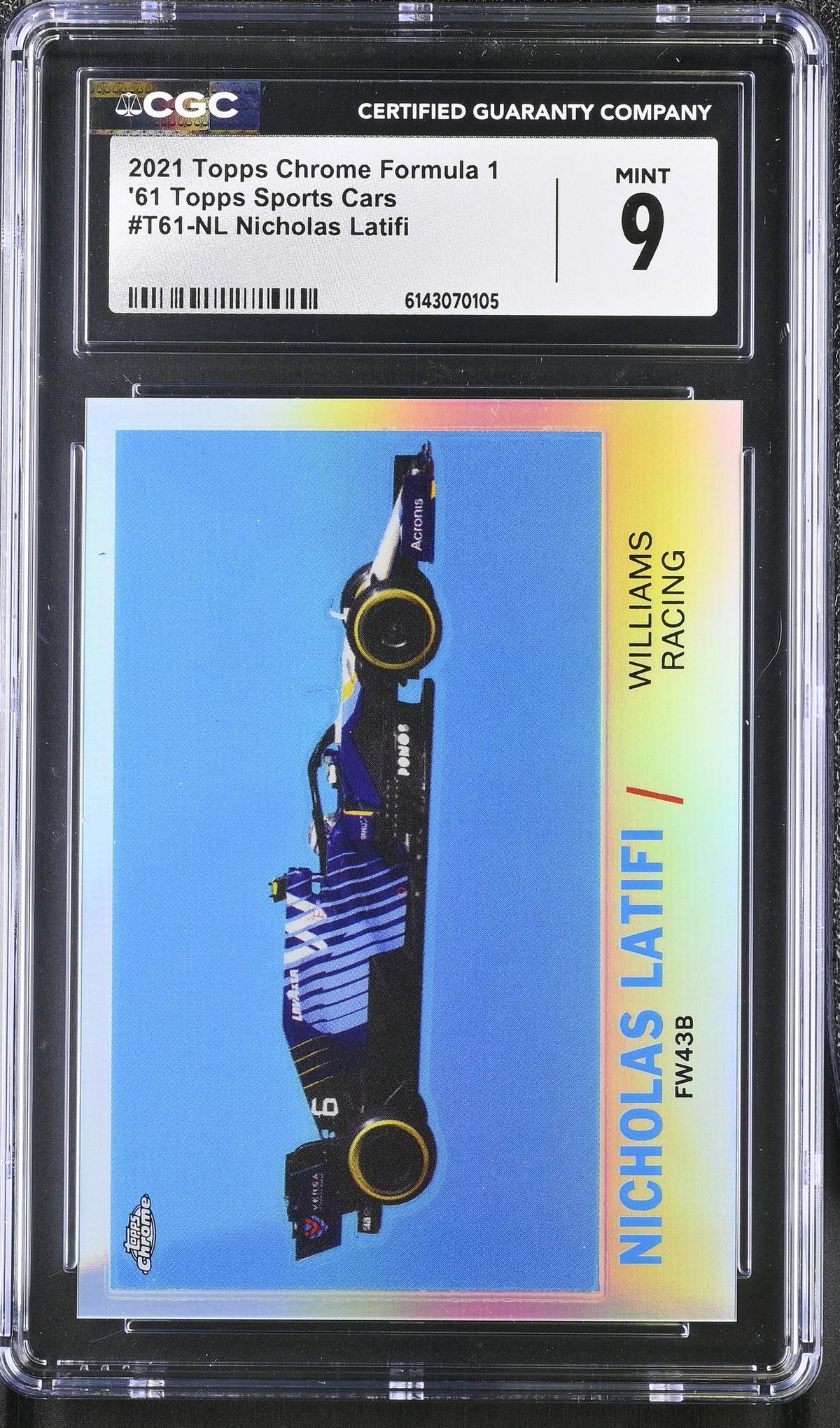 2021 Topps Chrome #T61-NL Nicholas Latifi '61 Topps Sports Cars CGC 9