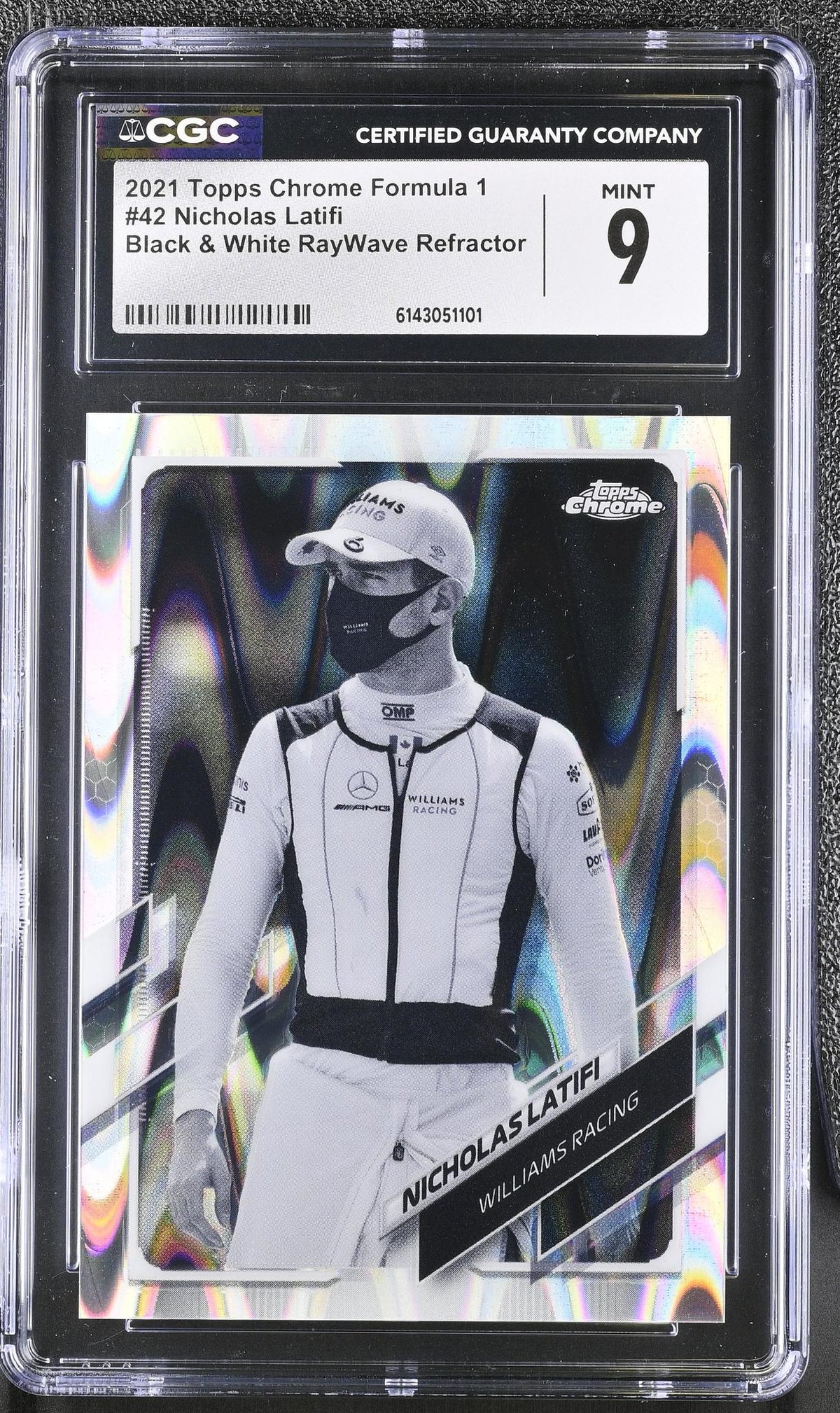 2021 Topps Chrome #42 Nicholas Latifi Black & White RayWave Refractor CGC 9