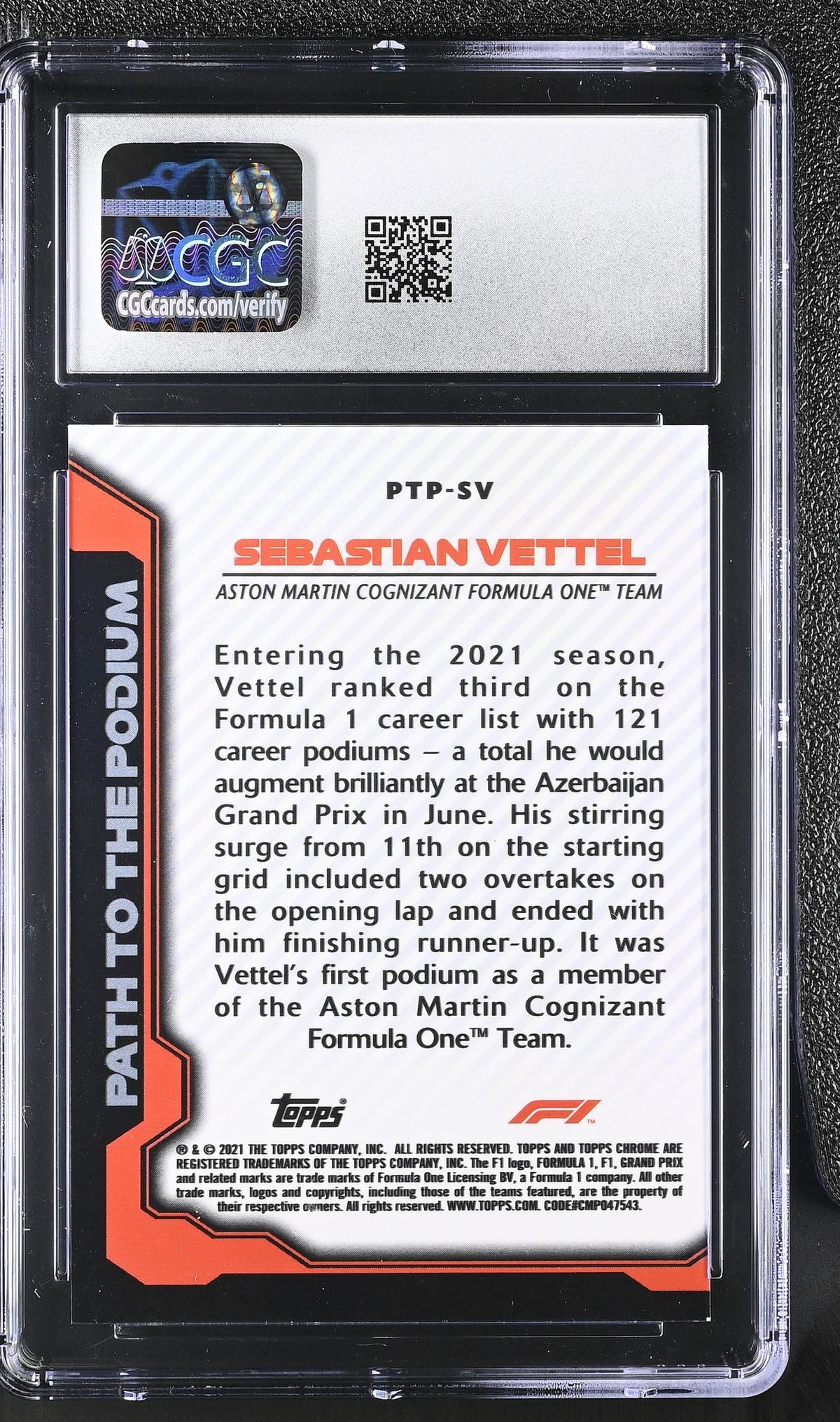 2021 Topps Chrome #PTP-SV Sebastian Vettel Path to the Podium CGC 9