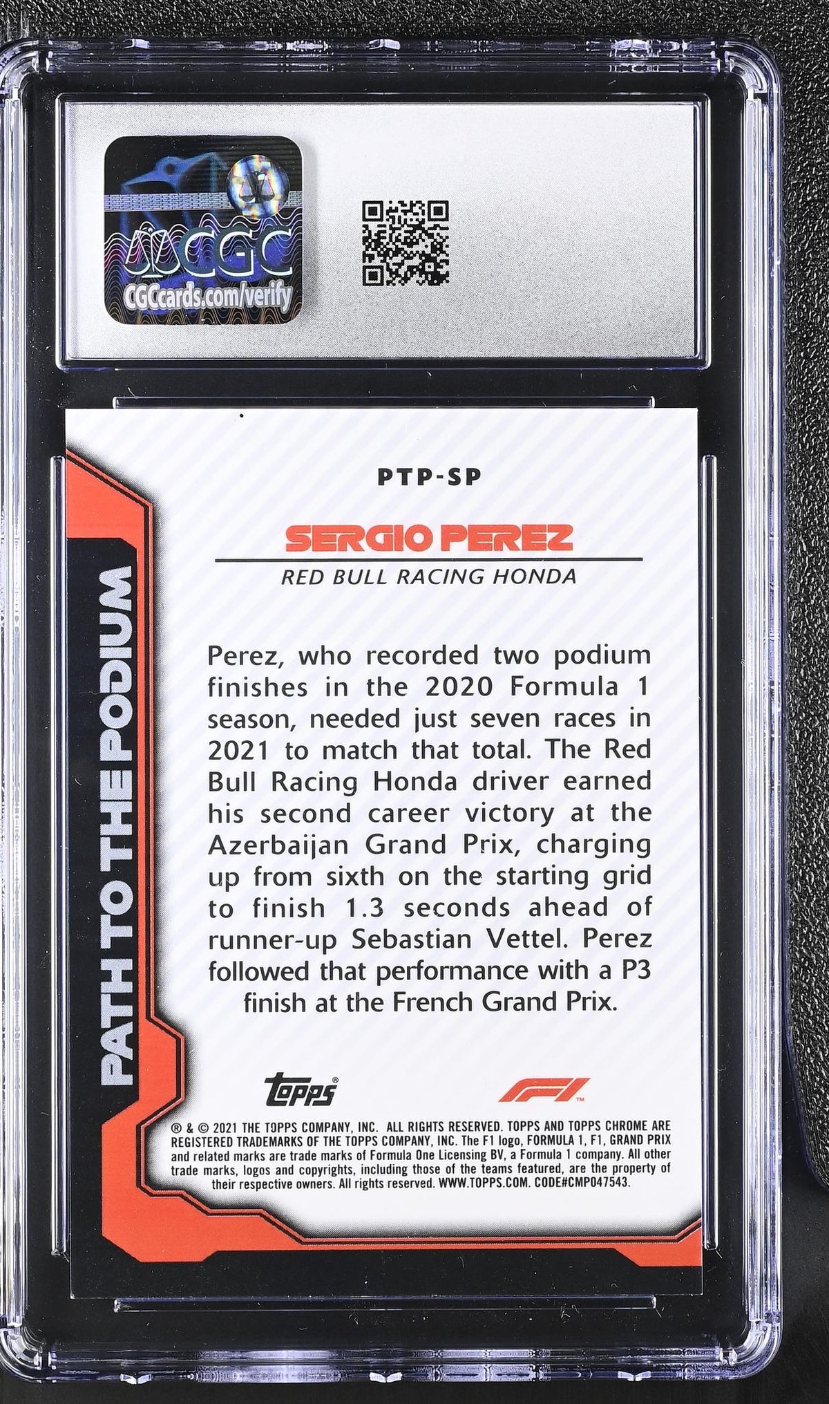 2021 Topps Chrome #PTP-SP Sergio Perez Path to the Podium CGC 10