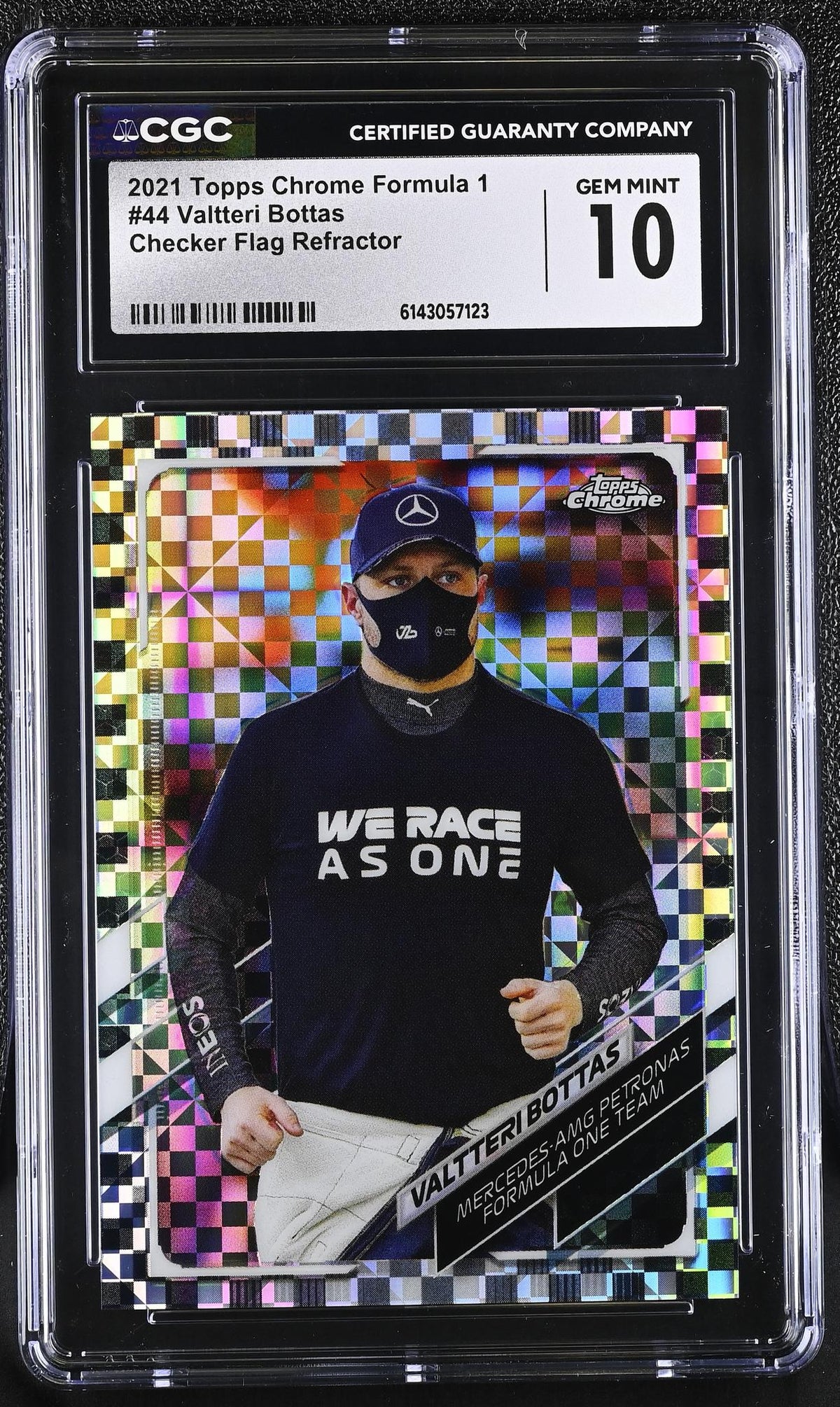 2021 Topps Chrome #44 Valtteri Bottas Checker Flag Refractor CGC 10