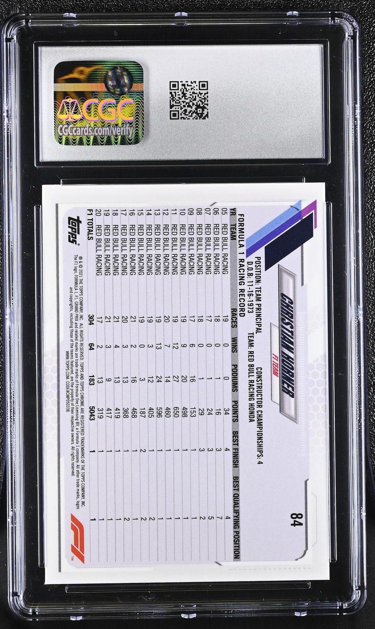 2021 Topps Chrome Sapphire #84 Christian Horner CGC 10
