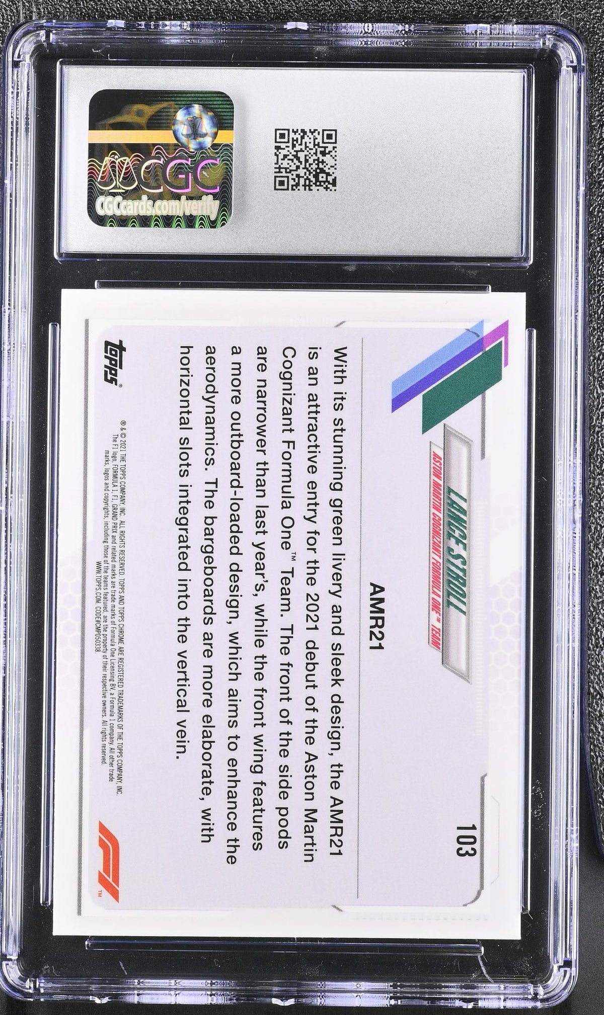 2021 Topps Chrome #103 Lance Stroll Sapphire F1 CGC 8.5