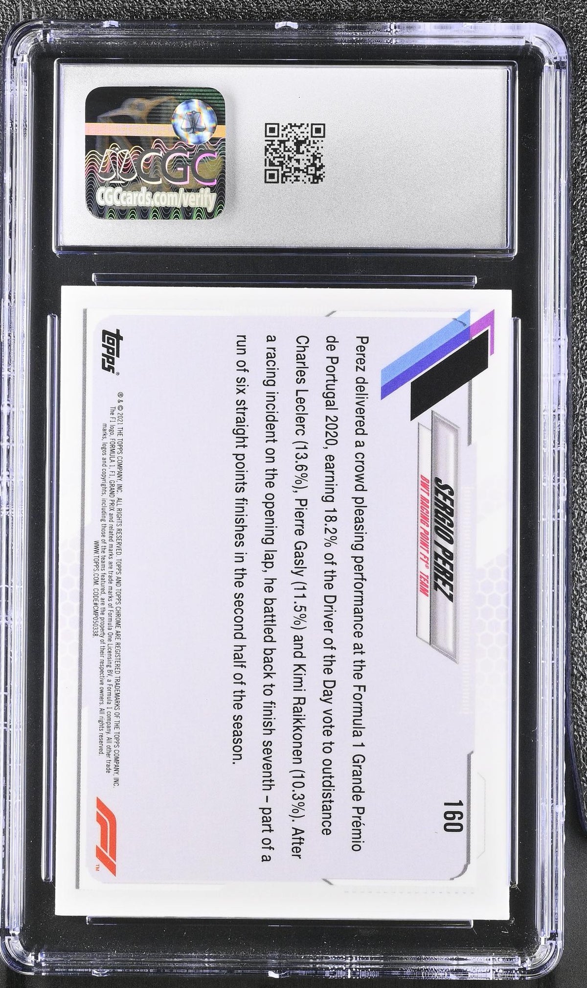 2021 Topps Chrome Sapphire #160 Sergio Perez CGC 9