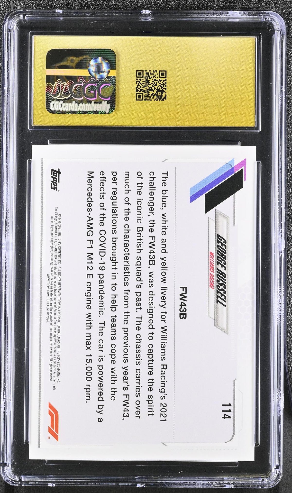 2021 Topps Formula 1 #114 George Russell Checker Flag CGC 10
