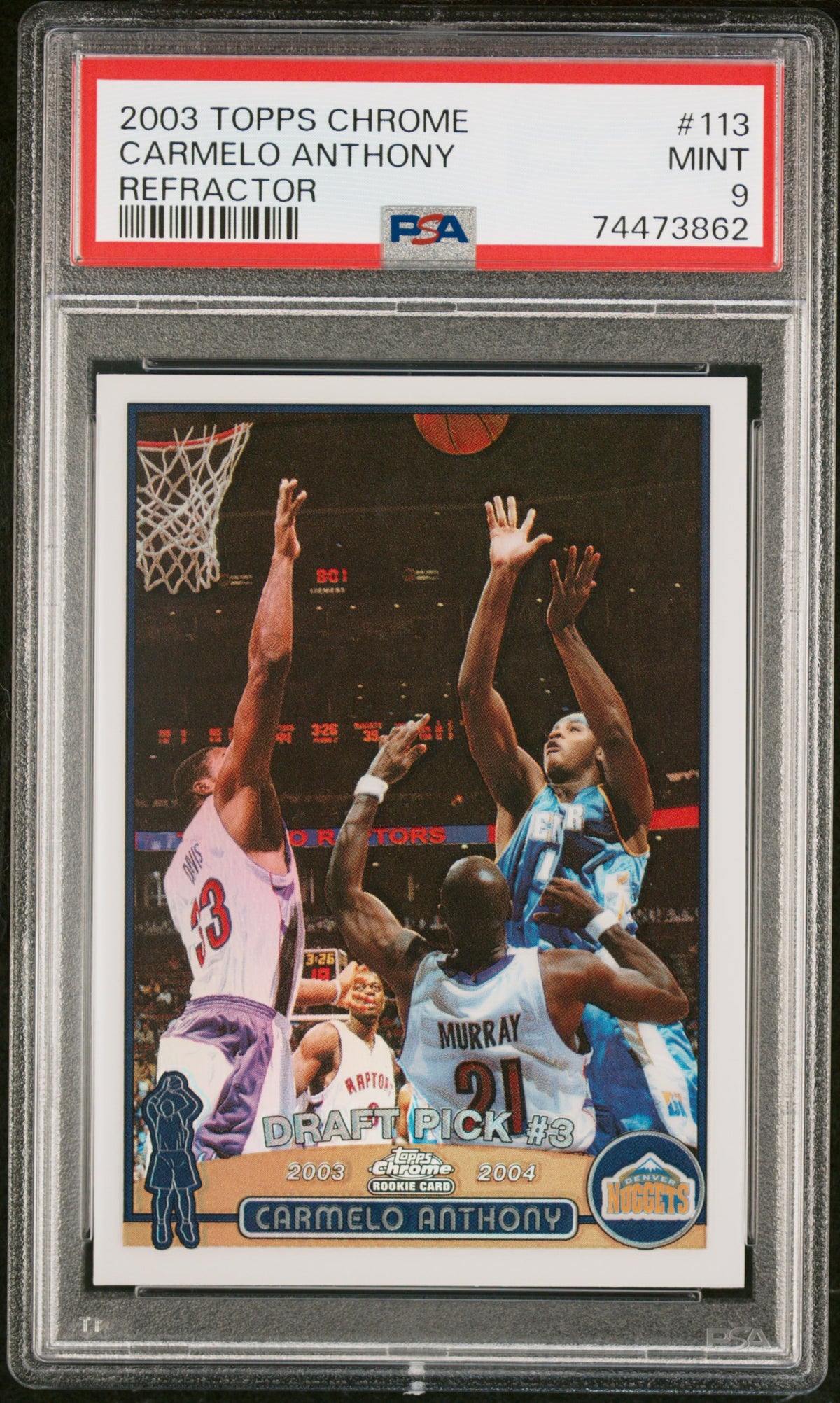 2003 Topps Chrome Refractor Carmelo Anthony #113 PSA 9