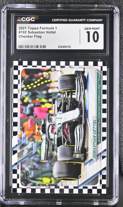 2021 Formula 1 #102 Sebastian Vettel Checker Flag CGC 10