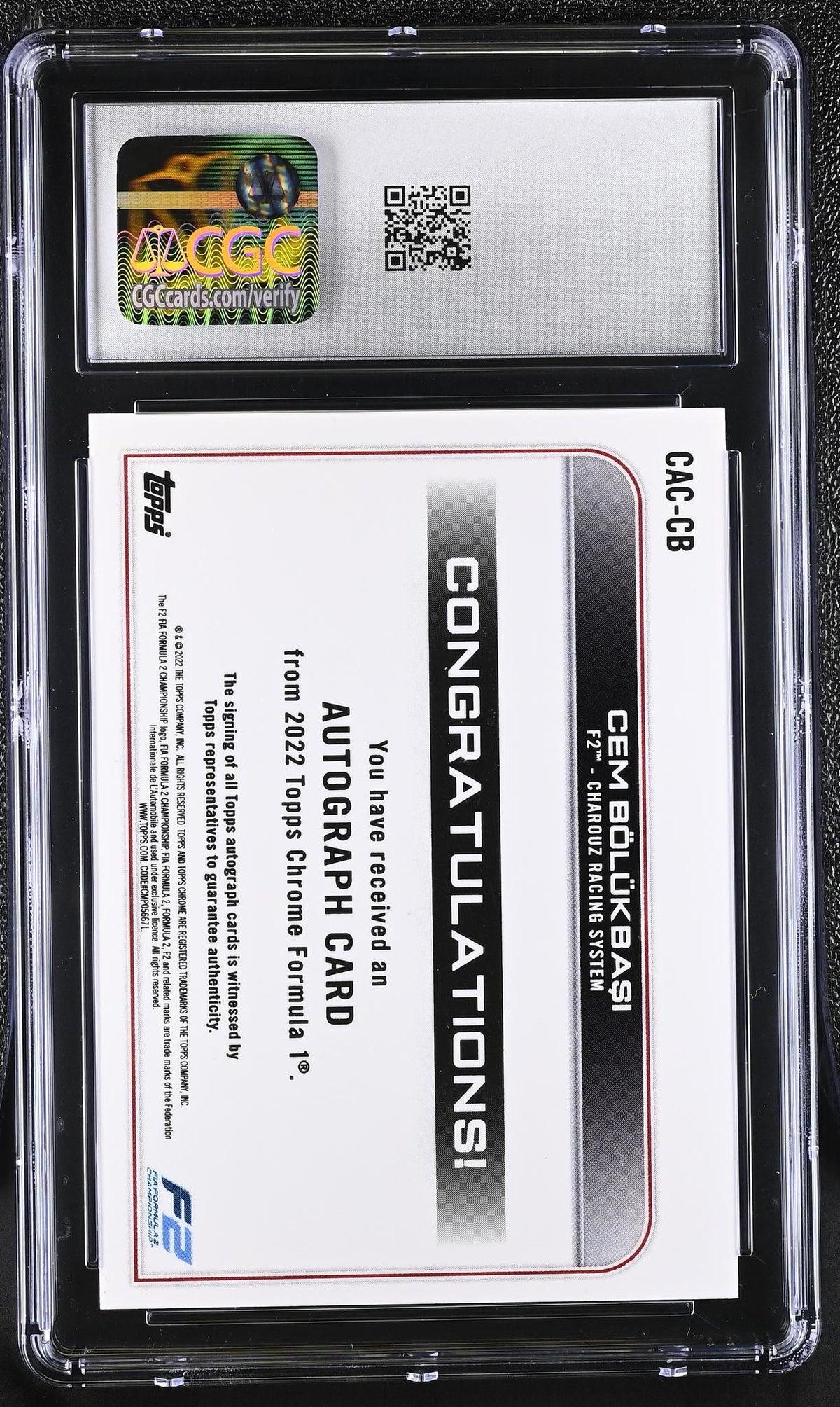 2022 Topps Chrome #CAC-CB Cem Bolukbasi Autographs Auto CGC 10