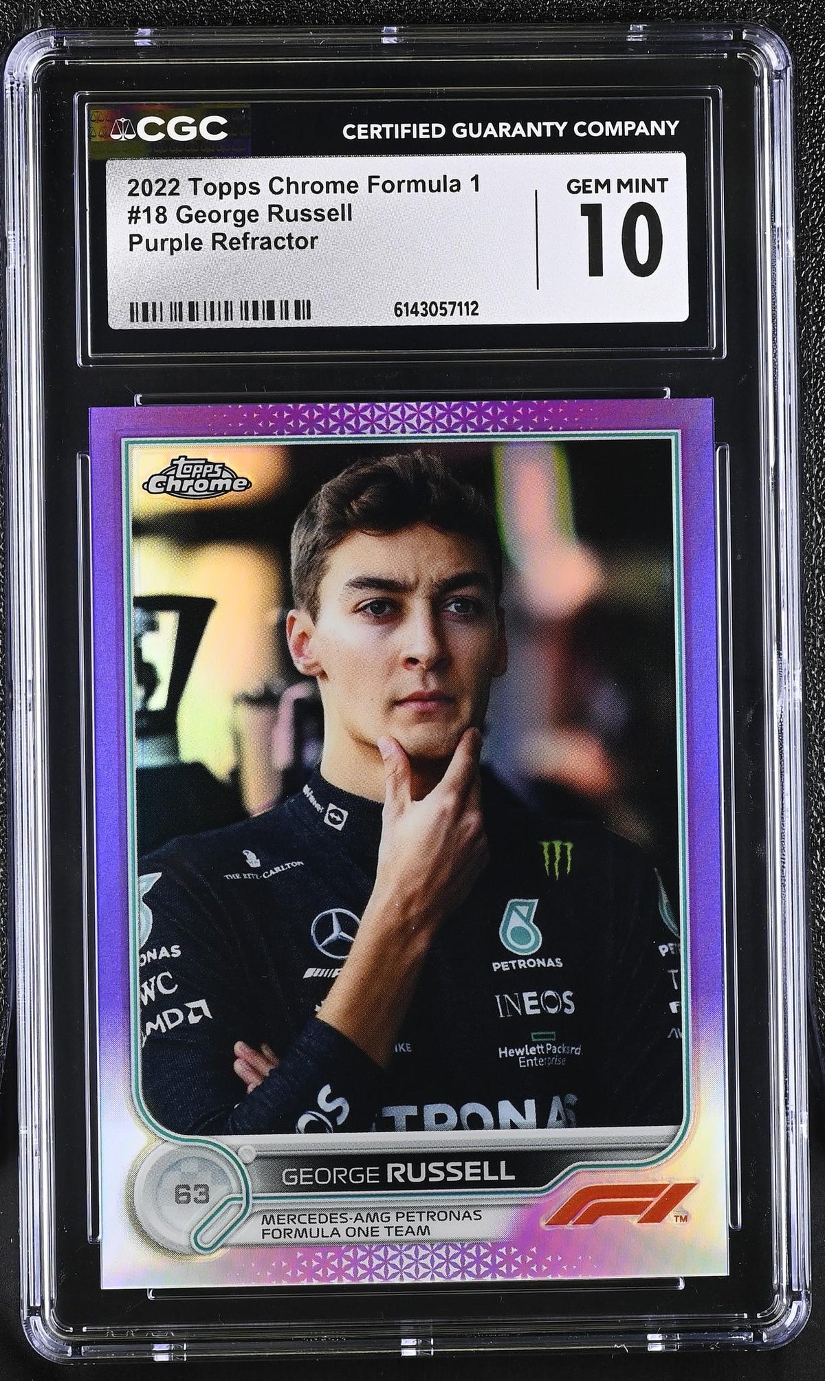 2022 Topps Chrome #18 George Russell Purple Refractor /399 CGC 10
