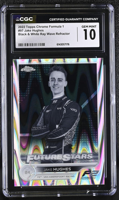 2022 Topps Chrome Future Stars Jake Hughes #97 Black & White Ray Wave Refractor CGC 10