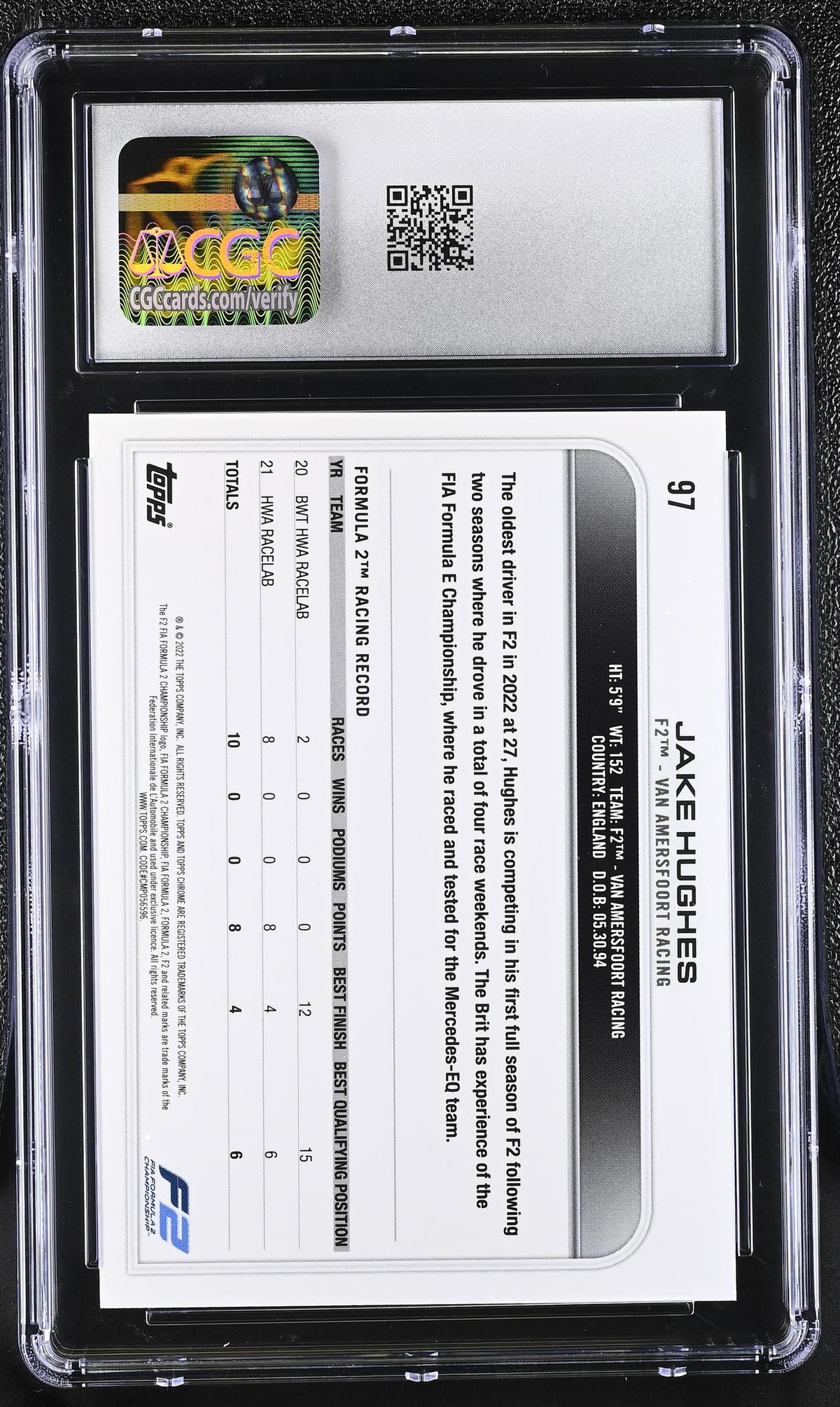 2022 Topps Chrome #97 Jake Hughes Future Stars CGC 10
