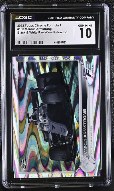 2022 Topps Chrome #136 Marcus Armstrong Black & White Ray Wave Refractor CGC 10