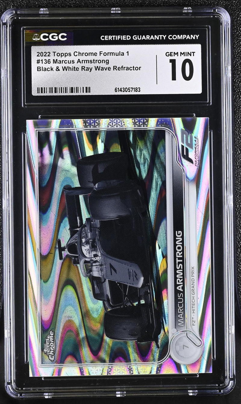 2022 Topps Chrome #136 Marcus Armstrong Black & White Ray Wave Refractor CGC 10