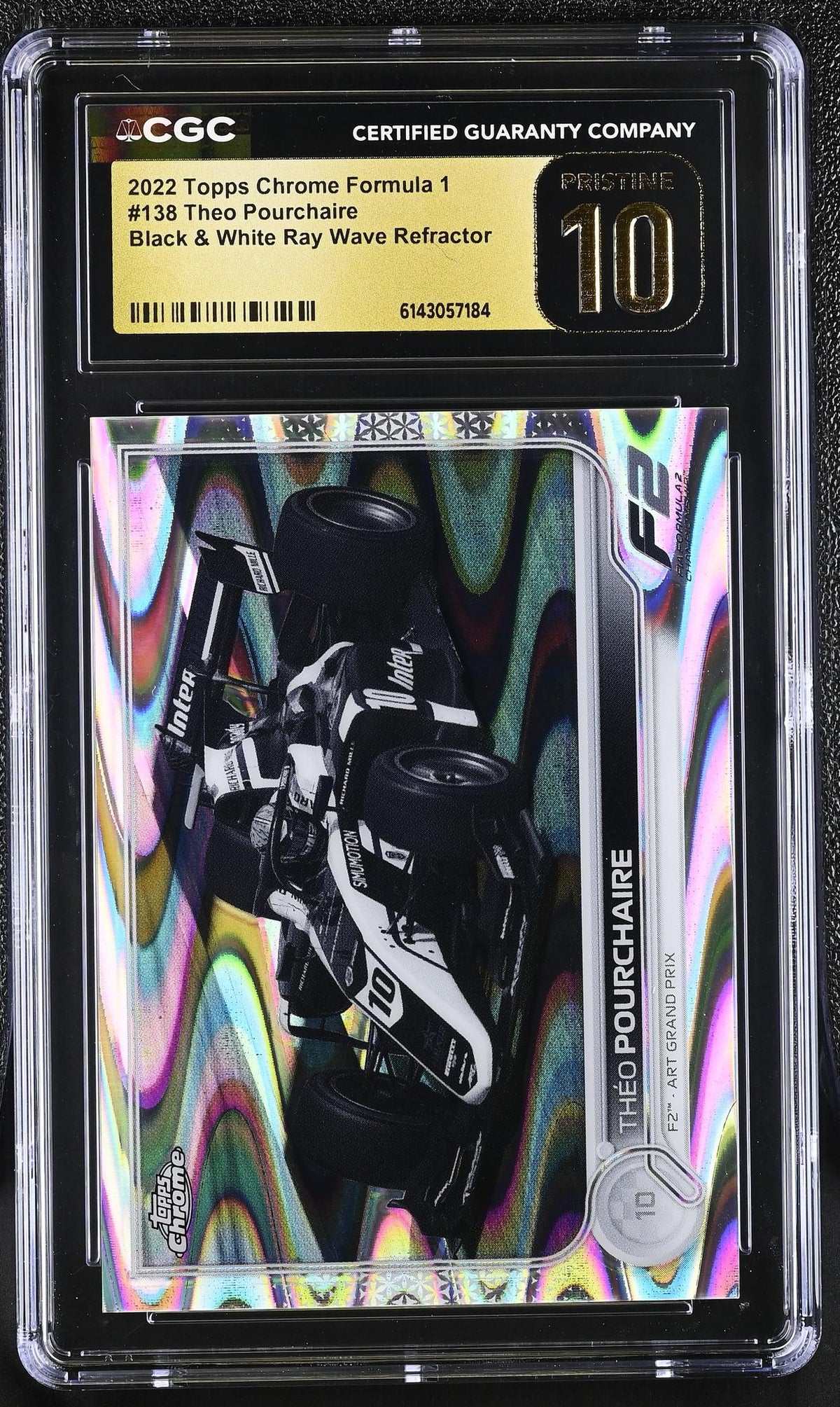 2022 Topps Chrome #138 Theo Pourchaire Black & White Ray Wave Refractor CGC 10