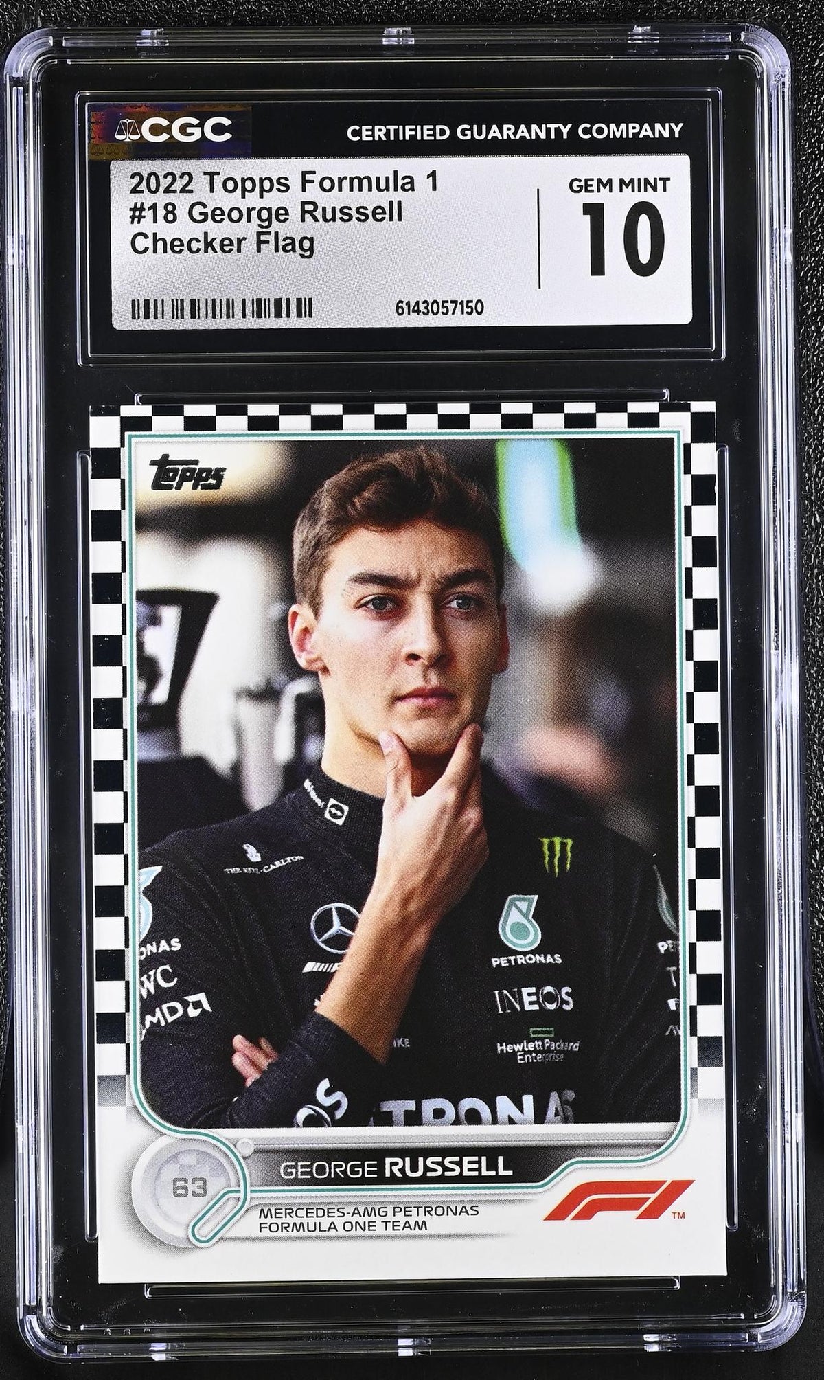 2022 Topps #18 George Russell Checker Flag CGC 10