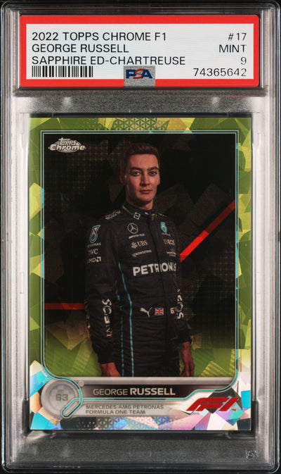2022 Topps Chrome Sapphire Ed-Chartreuse George Russell #17 /199 PSA 9