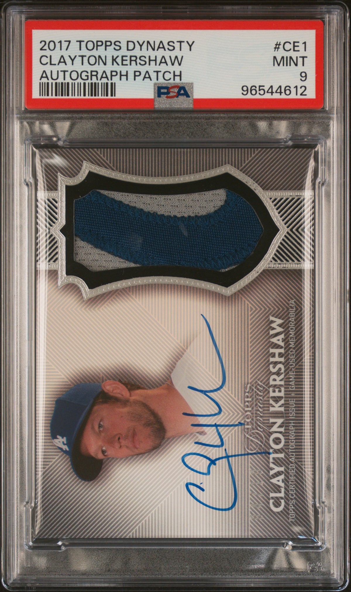 2017 Topps Dynasty Autograph Patch Clayton Kershaw #CE1 PSA 9