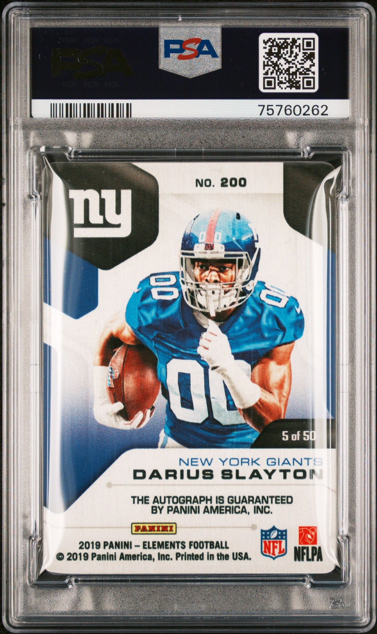 2019 Panini Elements Signature-Gold Darius Slayton #200 /50 PSA 7