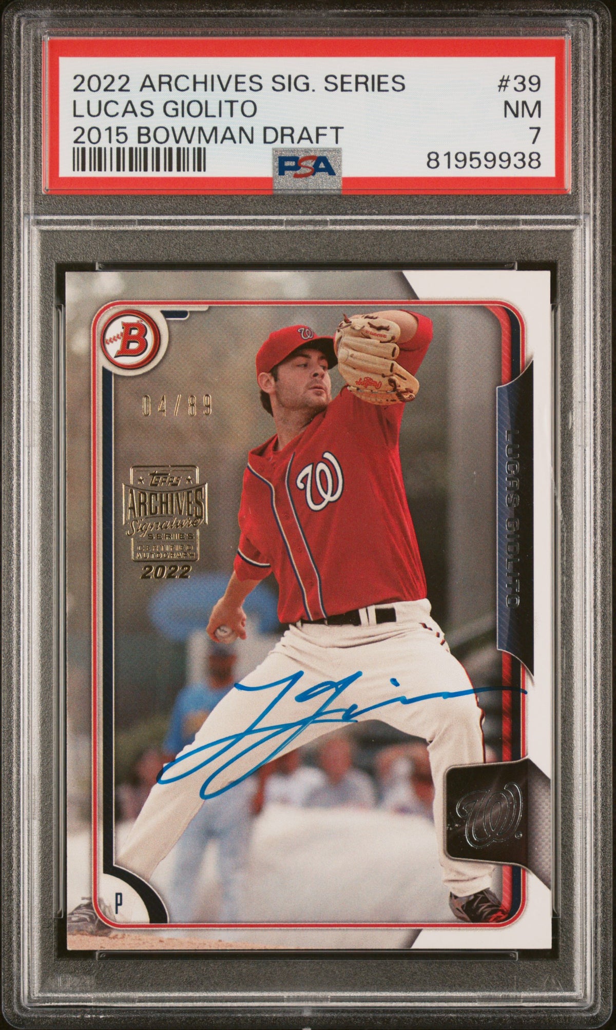 2022 Topps Archives Signatures Series Lucas Giolito #39 /89 PSA 7