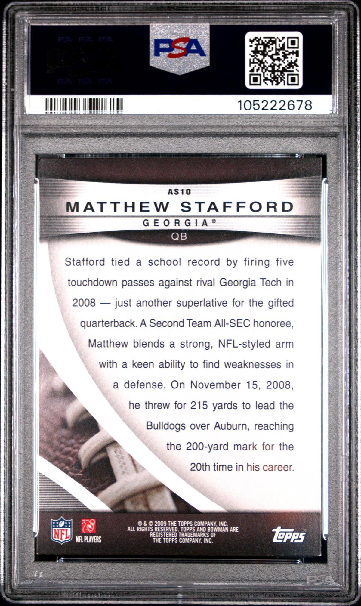 2009 Bowman Draft Rookie All-Stars Matthew Stafford #AS10 PSA 6