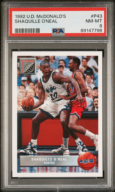 1992 U.D. McDonald's Shaquille O'Neal #P43 Future Force PSA 8
