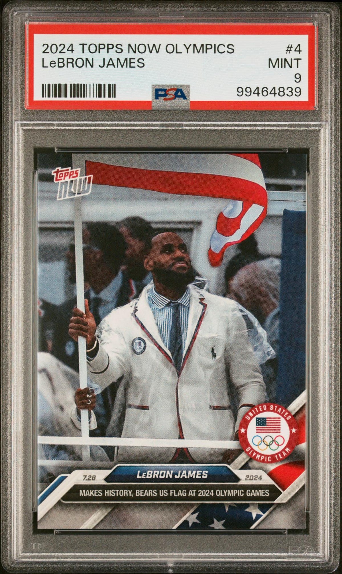 2024 Topps Now Olympic Games LeBron James #4 /13953 PSA 9