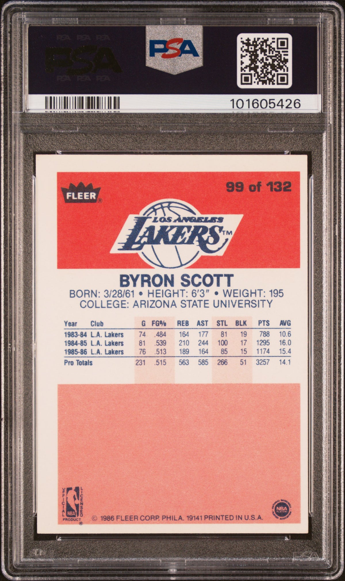 1986 Fleer Byron Scott #99 PSA 5