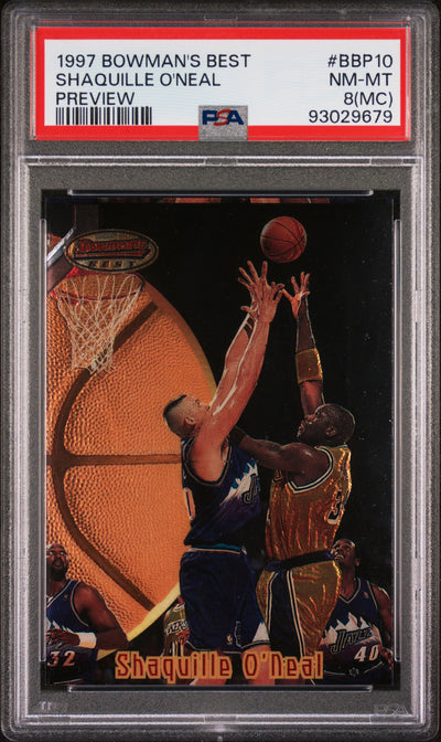 1997 Bowman's Best Shaquille O'Neal Preview #BBP10 PSA 8