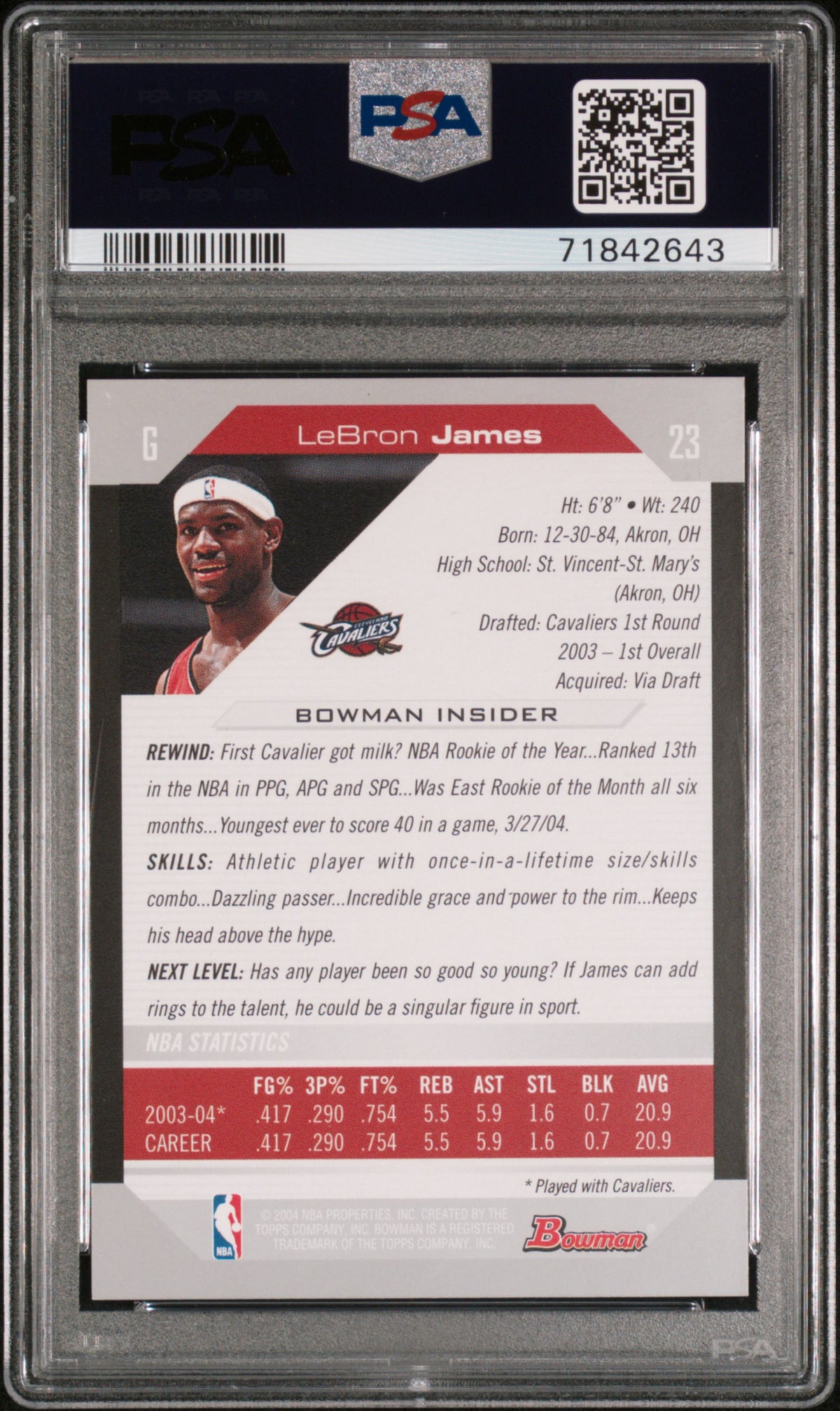 2004 Bowman LeBron James #23 PSA 8