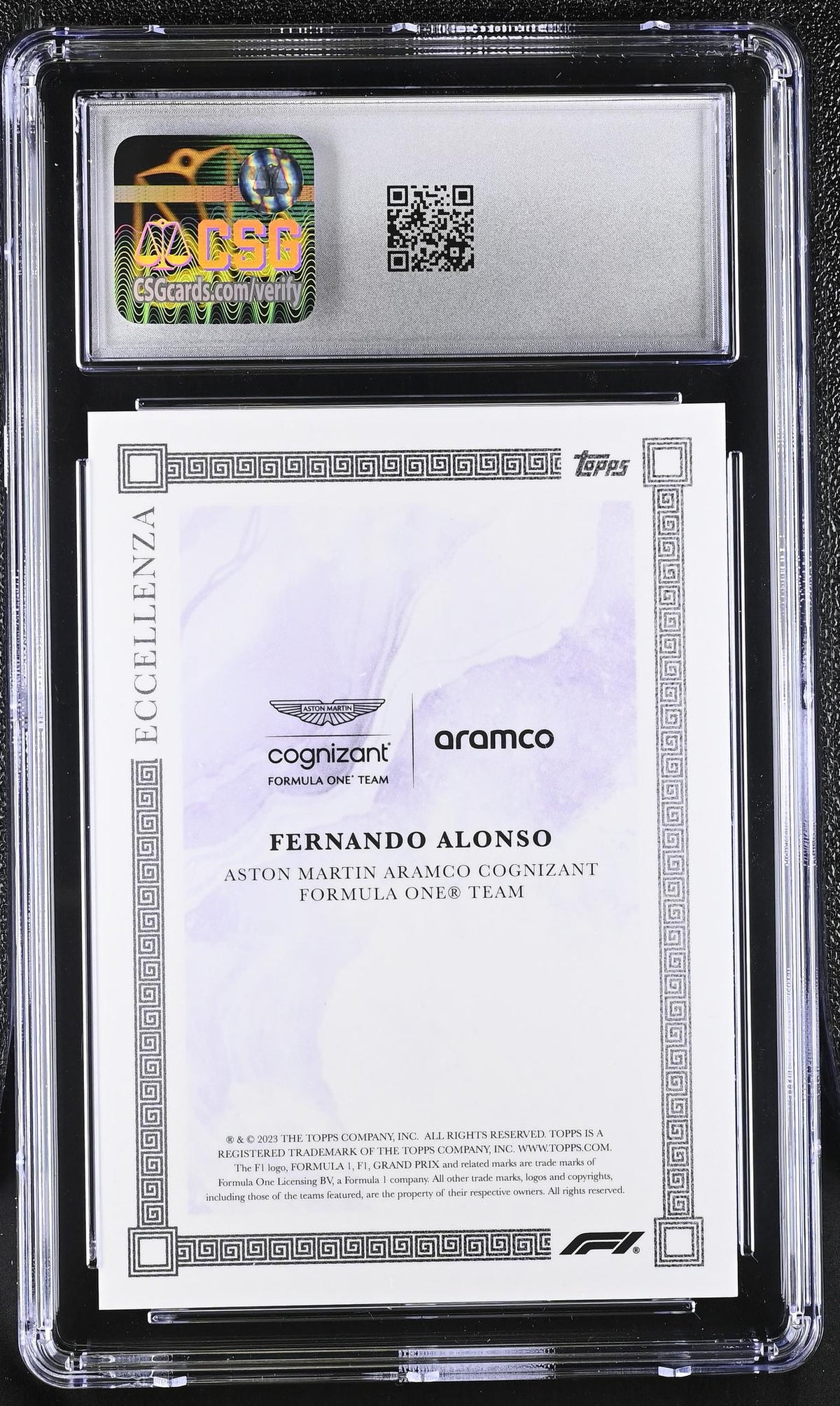 2023 Topps Eccellenza Fernando Alonso Eccellenza /25 CGC 10