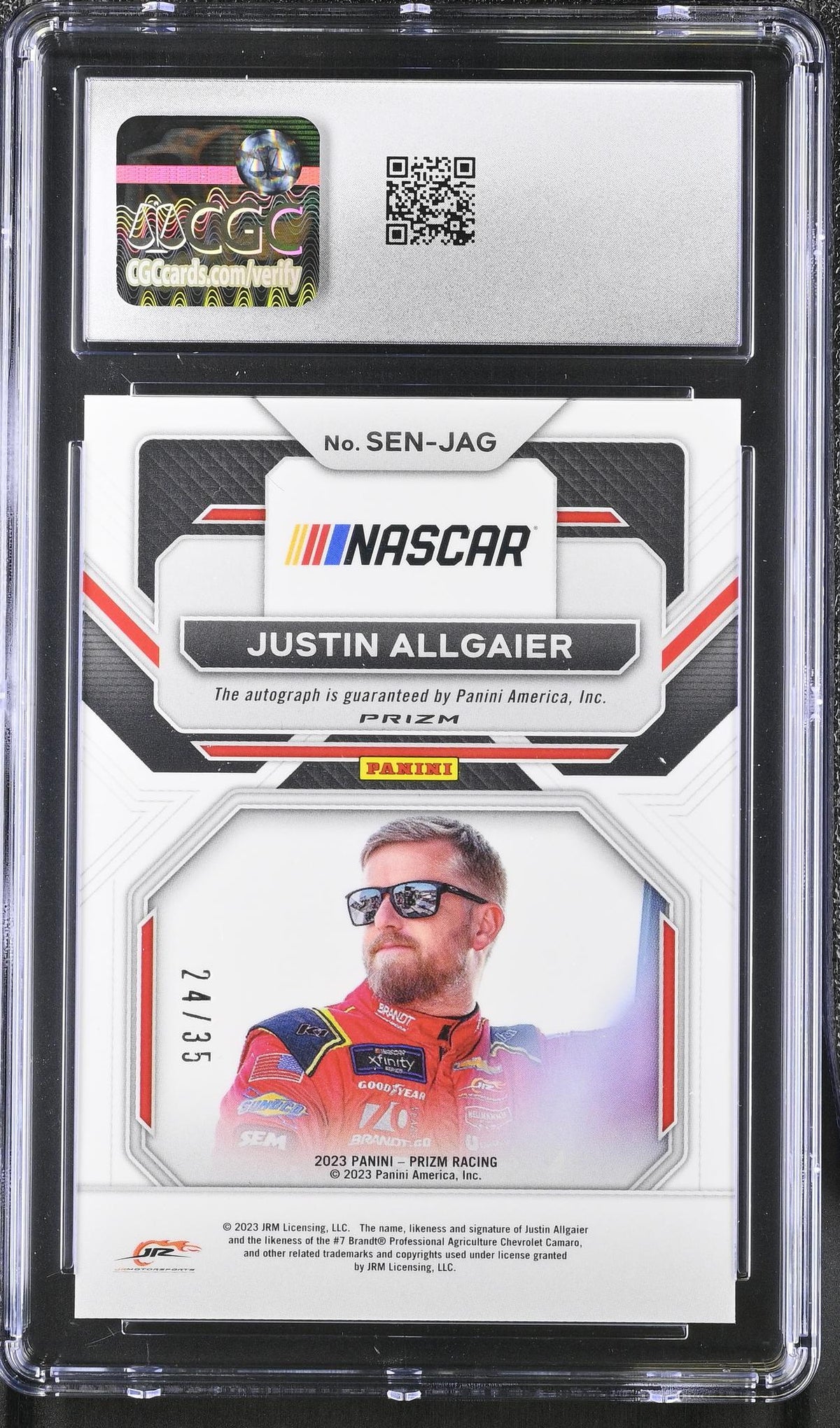 2023 Prizm #SEN-JAG Justin Allgaier Sensational Signatures /35 CGC 10